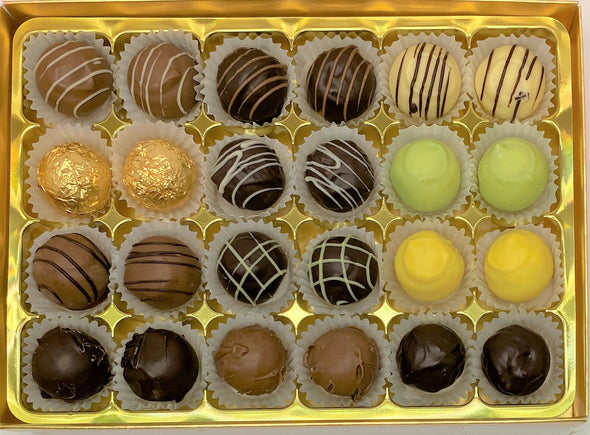 Gift box with 24 assorted luxury handmade chocolate truffles