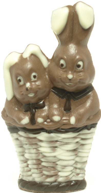 Chocolate bunnies in an Easter basket